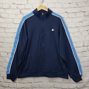 90s Starter Track Jacket Mens Sz XL Blue Classic Stripe Full-Zip Y2K Streetwear